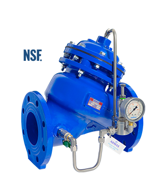 WRAS AND NSF APPROVED PRESSURE REDUCING VALVE 87PR model Pressure Reducing Valve we produce for waterworks is now WRAS and NSF Reg4 S3 approved. Between 2”-12” diameters successfully passed WRAS and NSF tests for 16 bar (230 psi) working pressures.  